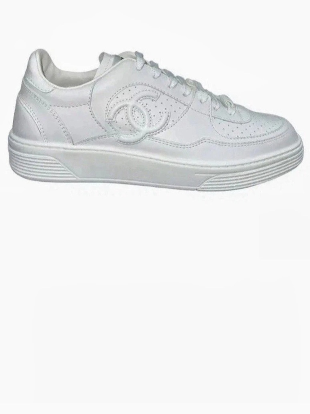 Chanel White Leather Sneakers